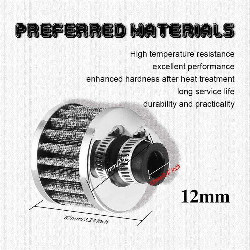 HAOBO 12mm Air Filter Intake Filter Breather  Small Engine Air Filter  Mini Universal Motor Cone Cold Clean Air Intake Filter Turbo Vent Breather  Car Accessories Car Filter Cover for Car Motorcycle - Image 2